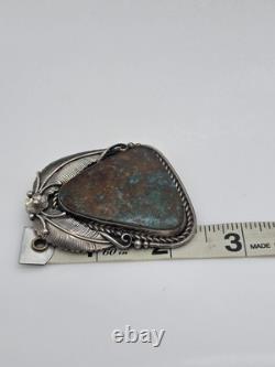 Sam Piaso Native American Sterling Silver Turquoise Pendant Pin