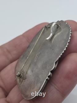 Sam Piaso Native American Sterling Silver Turquoise Pendant Pin