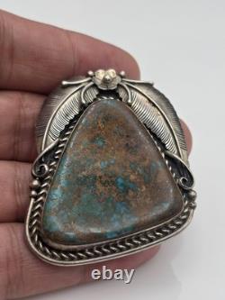 Sam Piaso Native American Sterling Silver Turquoise Pendant Pin