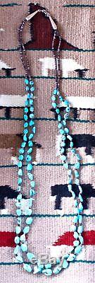 Santo Domingo Kingman Turquoise 2 Strand Nugget Pin Shell Heishi Necklace