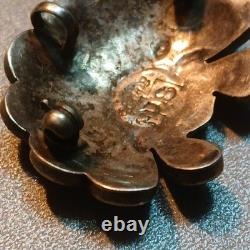 Sd Native American Zuni Inlay Brooch Pin Black White Red Green Sterling Silver