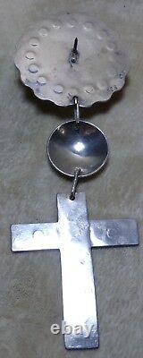 Set 4 Native American Sterling Silver Cross Pin Brooch Concho S Bear Paw L 69g