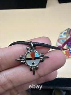 Set Of Two Native American Sterling Silver Brooch Pin And Pendant