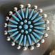 Sibert Bowannie Native American Sterling Silver Needlepoint Turquoise Brooch