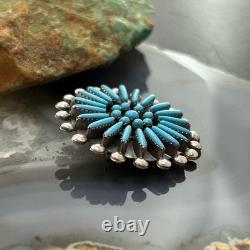 Sibert Bowannie Native American Sterling Silver Needlepoint Turquoise Brooch