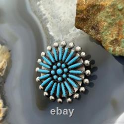 Sibert Bowannie Native American Sterling Silver Needlepoint Turquoise Brooch