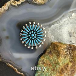 Sibert Bowannie Native American Sterling Silver Needlepoint Turquoise Brooch
