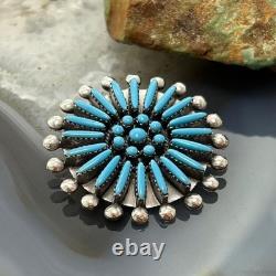 Sibert Bowannie Native American Sterling Silver Needlepoint Turquoise Brooch