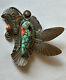 Signed Art Tafoya Sterling Silver Turquoise/orange Spiny Hummingbird Pin/pendant