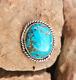Signed El Vintage Traditional Navajo Nickel Old Pawn Genuine Turquoise Pin