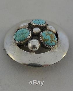 Signed FRANK PATANIA PIN Brooch with3 NUMBER EIGHT MINE TURQUOISE Sterling Silver