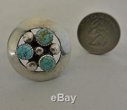 Signed FRANK PATANIA PIN Brooch with3 NUMBER EIGHT MINE TURQUOISE Sterling Silver