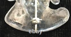 Signed Mari Lou Sterling Silver Native American Chief Pin Brooch Bin129554