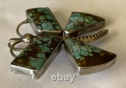 Signed Navajo Sterling Silver Turquoise Butterfly Pin/Pendant