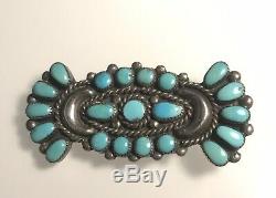 Signed ONDELACY Silver & Cluster Turquoise PIN Bow Brooch Native American Zuni