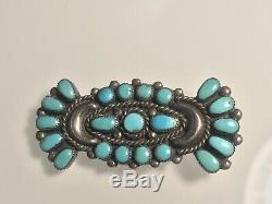 Signed ONDELACY Silver & Cluster Turquoise PIN Bow Brooch Native American Zuni
