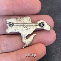 Signed Sterling Silver Eagle Raven Overlay Brooch Northwest Coast PNW Vintage Yd