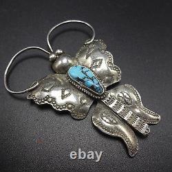 Signed Vintage NAVAJO Stamped Sterling Silver & Turquoise BUTTERFLY PIN/BROOCH