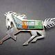 Signed Vintage Navajo Sterling Silver & Turquoise Channel Inlay Horse Pin/brooch