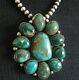 Signed Vintage Navajo Sterling Silver Turquoise Cluster Pendant/pin + 18 Strand