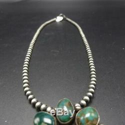 Signed Vintage NAVAJO Sterling Silver Turquoise Cluster PENDANT/PIN + 18 Strand