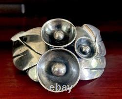 Signed Vintage Native American Modernist Sterling Squash Blossom Brooch 24.35 G