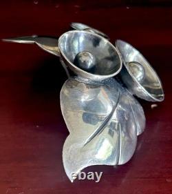 Signed Vintage Native American Modernist Sterling Squash Blossom Brooch 24.35 G