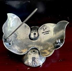 Signed Vintage Native American Modernist Sterling Squash Blossom Brooch 24.35 G
