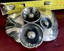 Signed Vintage Native American Modernist Sterling Squash Blossom Brooch 24.35 G