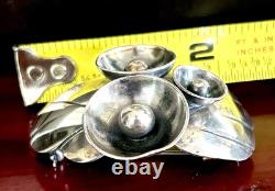 Signed Vintage Native American Modernist Sterling Squash Blossom Brooch 24.35 G