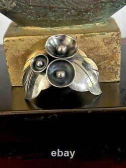 Signed Vintage Native American Modernist Sterling Squash Blossom Brooch 24.35 G