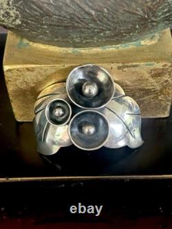 Signed Vintage Native American Modernist Sterling Squash Blossom Brooch 24.35 G