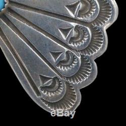 Signed Vintage Navajo Native American Sterling Silver Butterfly Turquoise Pin