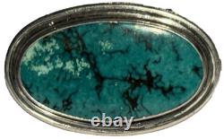 Signed Vintage Sterling Silver Turquoise Native American Oval Pendant Brooch Pin