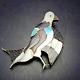 Signed Vintage Zuni Sterling Silver Turquoise Jet Mop Inlay Eagle Pin/pendant