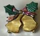 Signed Zuni Sterling Silver Inlay Holly/bells Christmas Pin/pendant