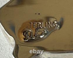 Signed Zuni Sterling Silver Inlay Holly/Bells Christmas Pin/Pendant