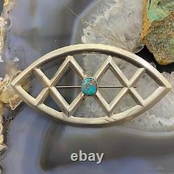 Silver Native American Turquoise Sandcast Brooch