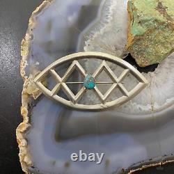 Silver Native American Turquoise Sandcast Brooch