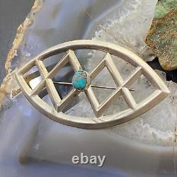 Silver Native American Turquoise Sandcast Brooch