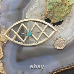 Silver Native American Turquoise Sandcast Brooch