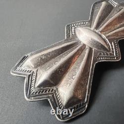 Silver Navajo Repousse Pin Native American Brooch Hand Stampwork Gift