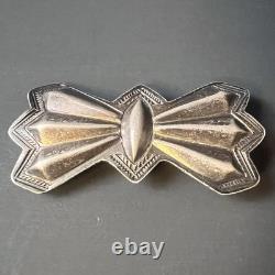 Silver Navajo Repousse Pin Native American Brooch Hand Stampwork Gift