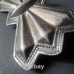 Silver Navajo Repousse Pin Native American Brooch Hand Stampwork Gift