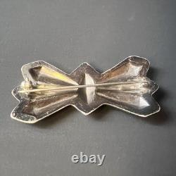 Silver Navajo Repousse Pin Native American Brooch Hand Stampwork Gift