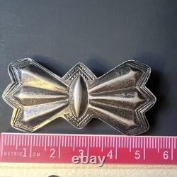 Silver Navajo Repousse Pin Native American Brooch Hand Stampwork Gift