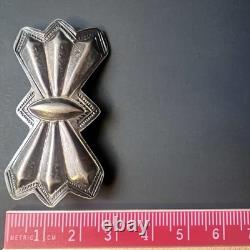 Silver Navajo Repousse Pin Native American Brooch Hand Stampwork Gift