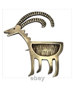Skilful Patrick Yellowhorse Vintage Navajo Goat Pin Brooch sterling silver