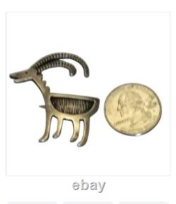Skilful Patrick Yellowhorse Vintage Navajo Goat Pin Brooch sterling silver