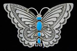 Sleeping Beauty Turquoise Butterfly Pin-Pendant By Navajo Artist Lee Charley